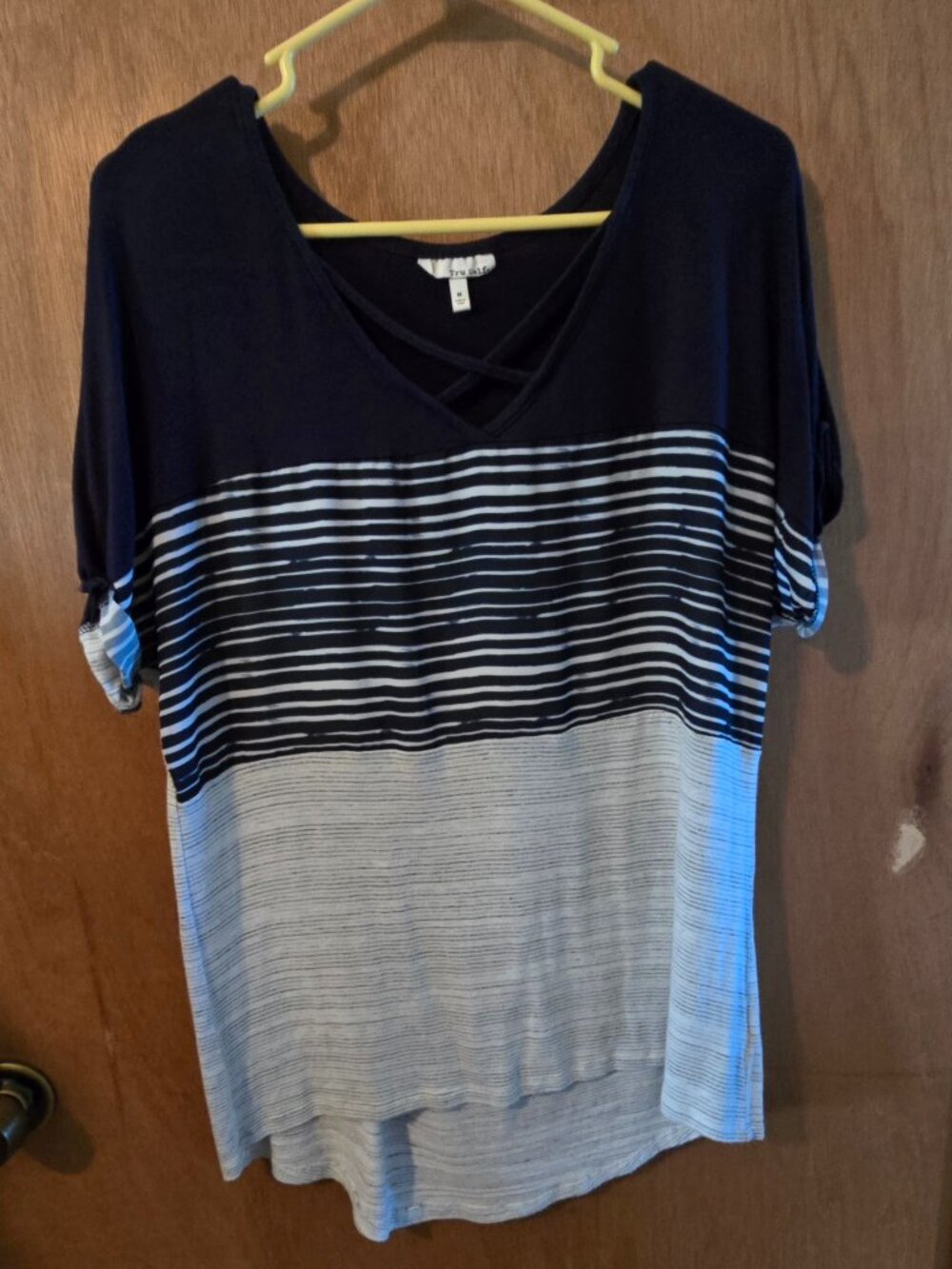 Tru Self Short Sleeve Color-block Top